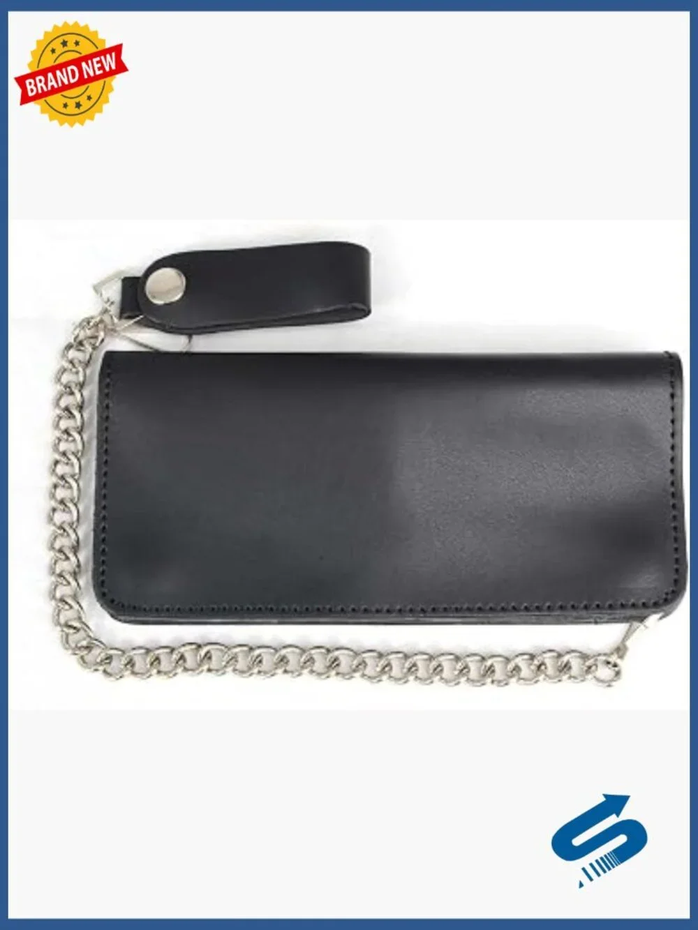 Men's Bifold Leather Wallet with Anti-Theft Chain